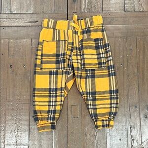 Mini Rodini Orange and gray plaid cotton joggers 9-18 months